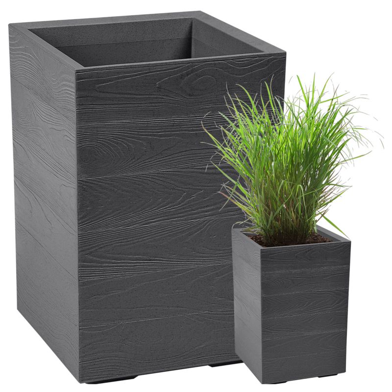 Doniczka Lamela KARO donica kwietnik 40x40x60cm imitacja drewna antracyt 1 szt.