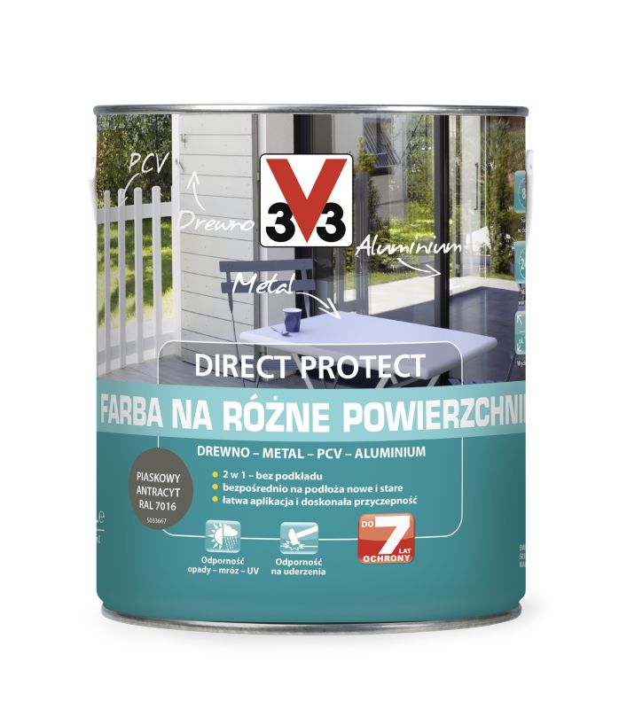 Farba V33 Direct Protect piaskowy antracyt 2,5 l