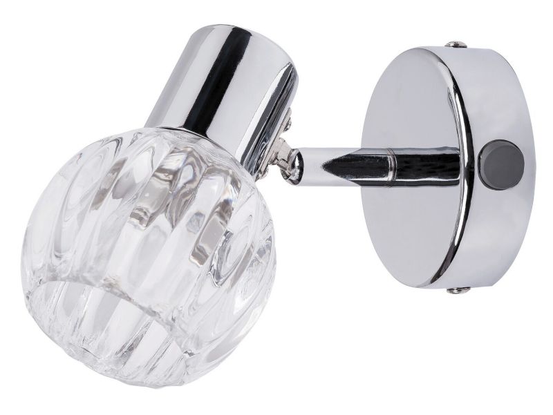 Kinkiet ścienny Rabalux Lauren chromowany przezroczysty z włącznikiem 1 x E14 x 40W IP20 wym: 12 x 8 x 16 cm - 1 szt.