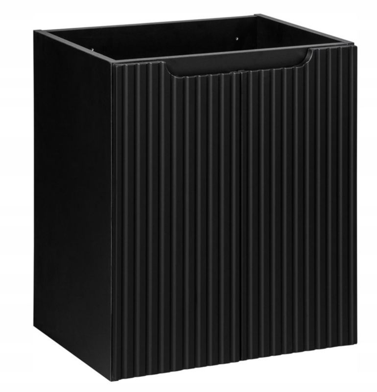 Szafka pod umywalkę łazienkowa Furnidea Nova Black czarna ryflowana 50 cm wisząca 1 szt.