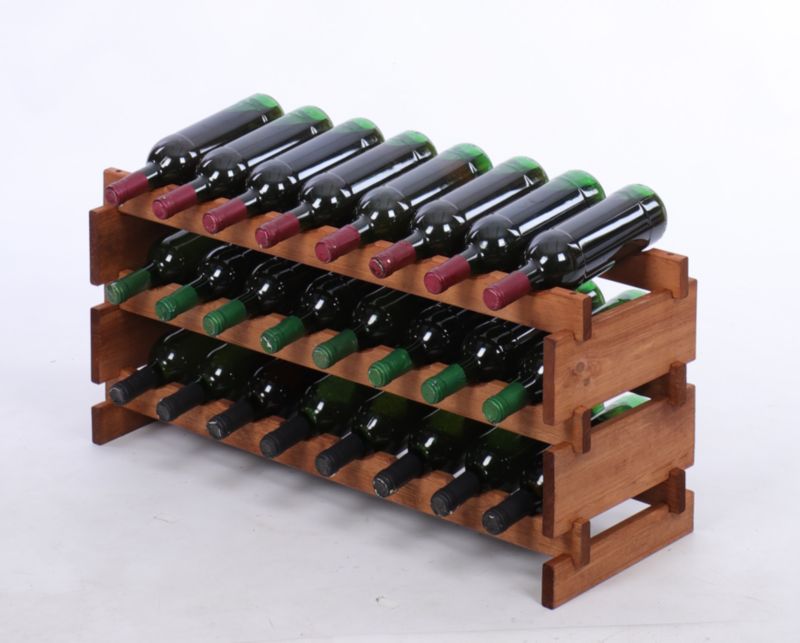 Stojak na wino MODO24 regał modułowy na butelki 3 leżnie x 8 butelek montaż bez narzędzi impregnacja brązowa 1 szt.