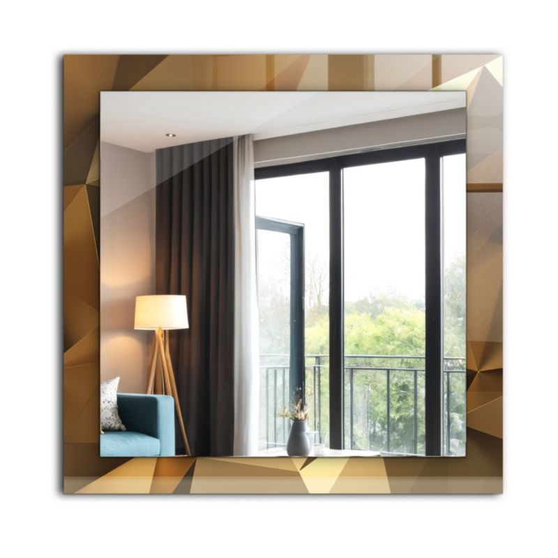 Lustro Kwadratowe Tulup Geometryczne Kształty 60x60 cm Na Podkładzie 1 szt.