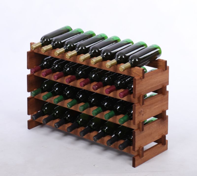 Stojak na wino MODO24 regał modułowy na butelki 4 leżnie x 8 butelek montaż bez narzędzi impregnacja brązowa 1 szt.