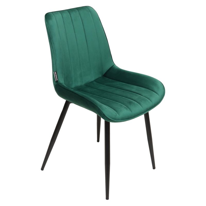 Krzesło tapicerowane Bauerkraft welurowe do salonu jadalni velvet loft butelkowa zieleń 1szt