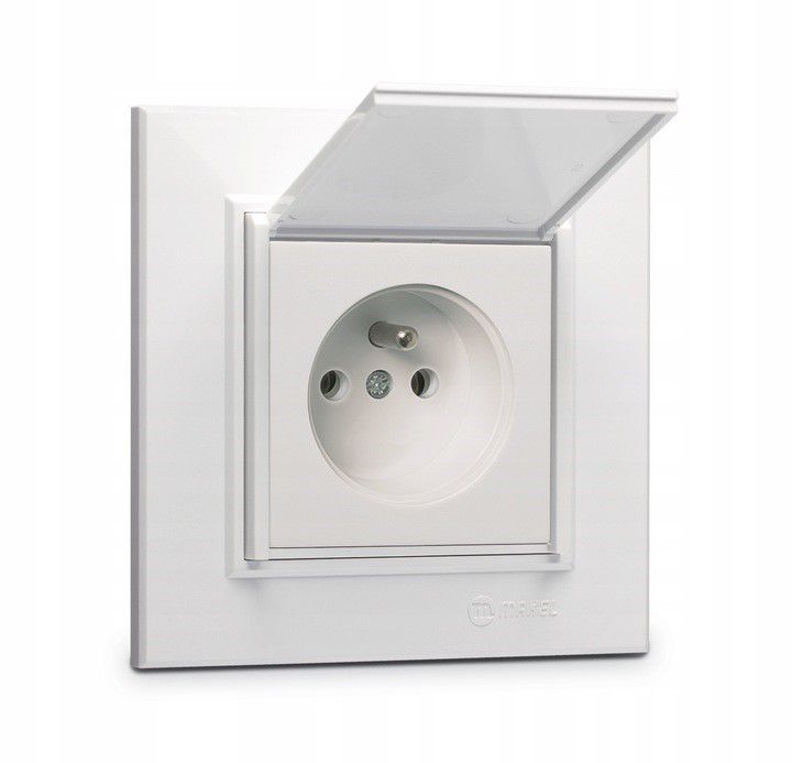 Gniazdo pojedyńcze Karea z uziemnieniem IP44 białe