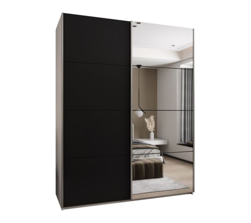 Szafa przesuwna Abiks LUX 3 wysoka szer.200cm biały/czarny/srebrny 1szt.