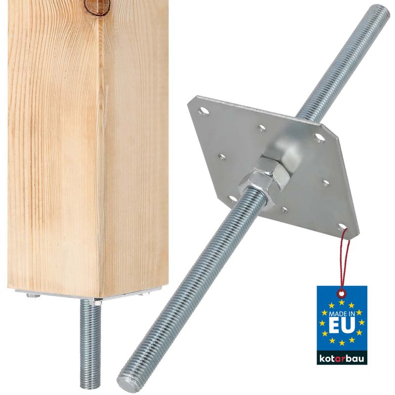 Podstawa słupa KOTARBAU regulowana pręt gwint 160x160x500 mm 1 szt.