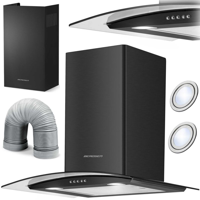 Okap kuchenny kominowy Berdsen 60cm LED czarny 1szt.