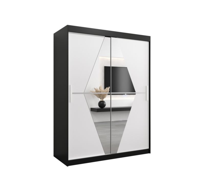 Szafa przesuwna Garderoba Abiks BOLIWIA 150 czarny mat + biały mat 1 szt.