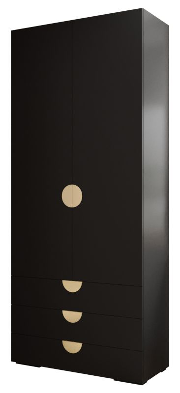 Szafa z szufladami wysoka Abiks INOVA 4 2D 3SZ czarny+złoty 1 szt.