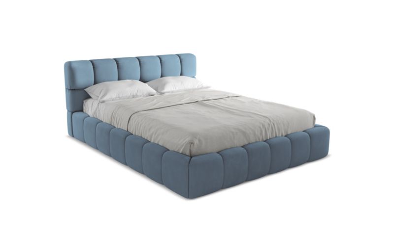 Łóżko LaMiaSofa Nalu z tkaniny szenilowej 160x200 jeans 1 szt.