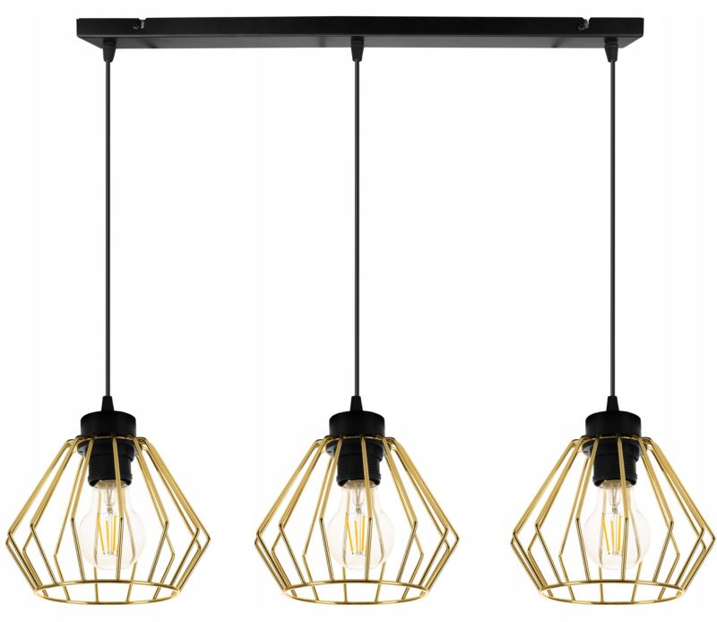 Lampa sufitowa wisząca Light Home LH Santos 3x E27 60W złoty 1szt.