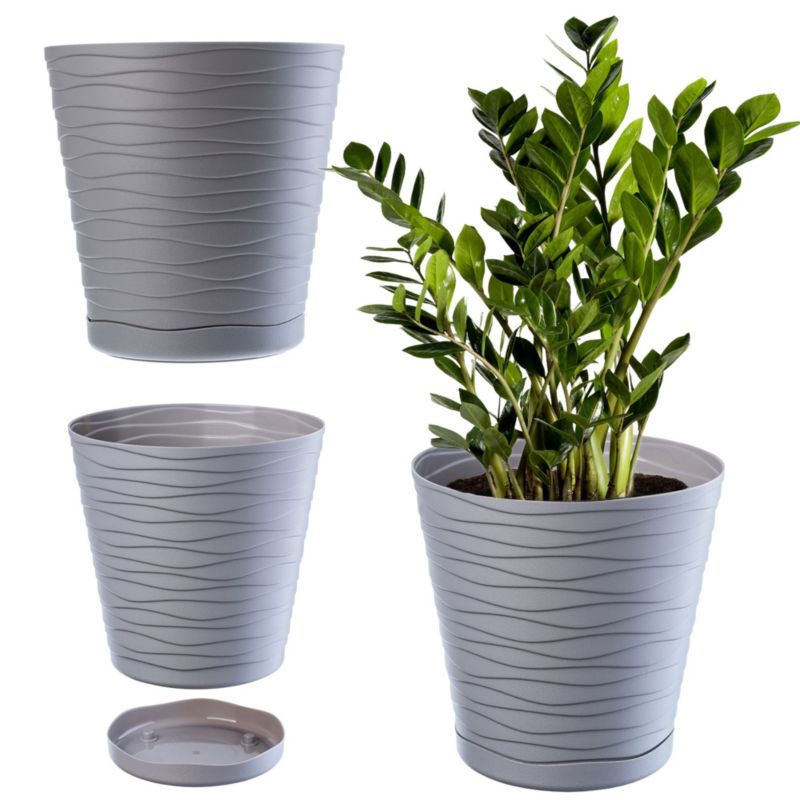 Doniczka KADAX Donica Na Kwiaty 25 cm Osłonka Z Podstawką Kwietnik Plastikowa 1 szt.