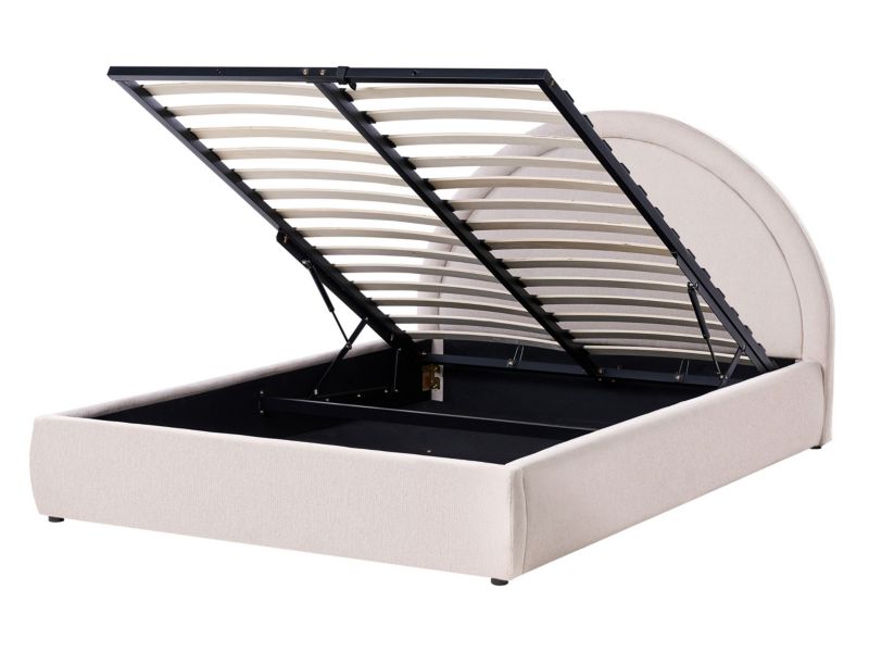 Łóżko z pojemnikiem Mouzon 140 x 200 cm Jasnobeżowy 1 szt.