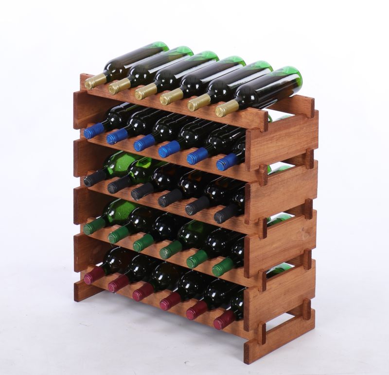 Stojak na wino MODO24 regał modułowy na butelki 5 leżni x 6 butelek montaż bez narzędzi impregnacja brązowa 1 szt.