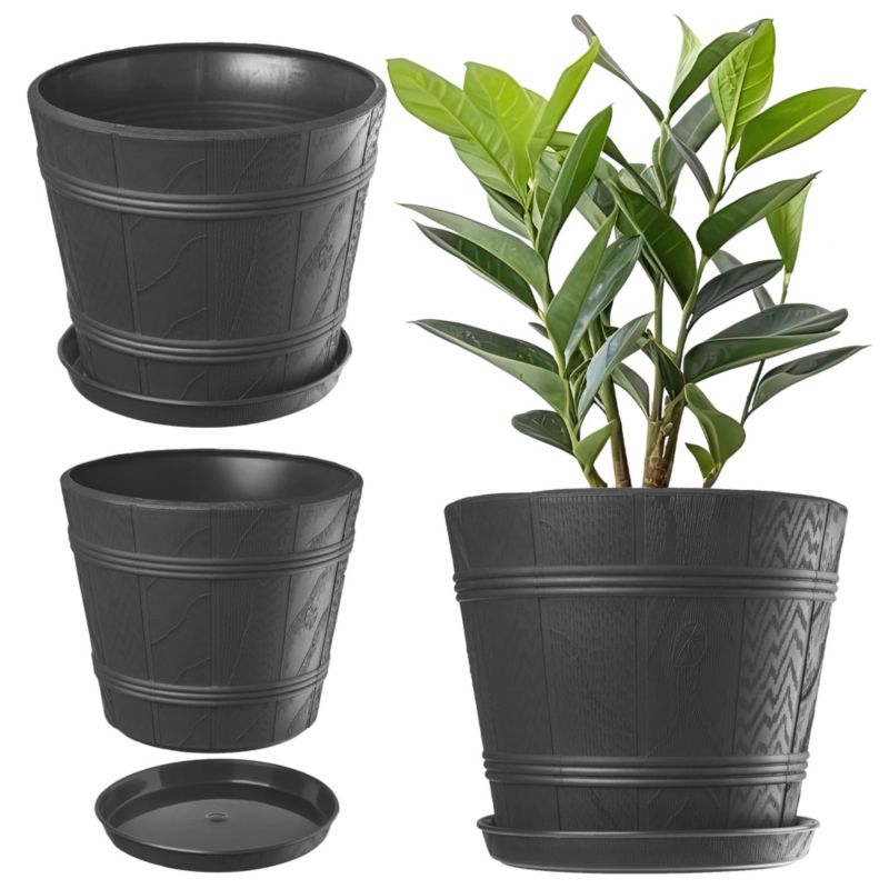 Doniczka KADAX Osłonka Donica Z Podstawką Grafit 26cm 1 szt.