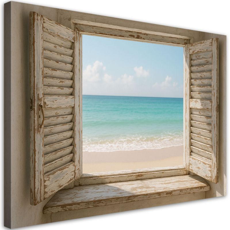 Obraz do salonu sypialni jadalni Feeby Widok z okna na plażę Shabby Chic 60x40cm 1szt