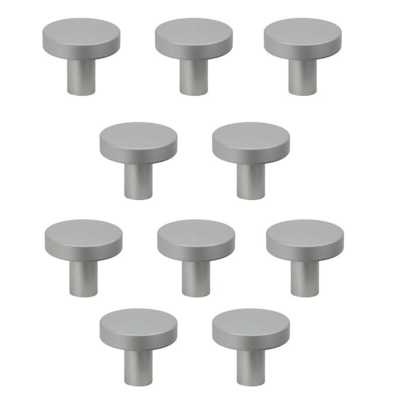 10 x Gałka meblowa okrągła metalowa srebrna 10 szt
