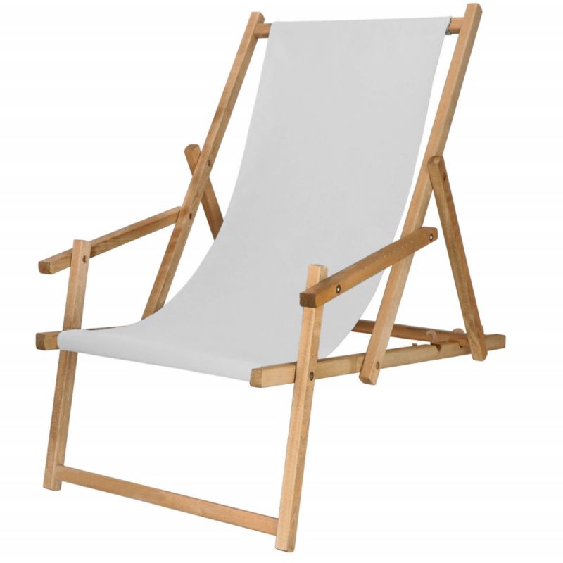 Leżak plażowy Springos drewniany z 3-stopniową regulacją, do ogrodu, jasny szary 1 szt.