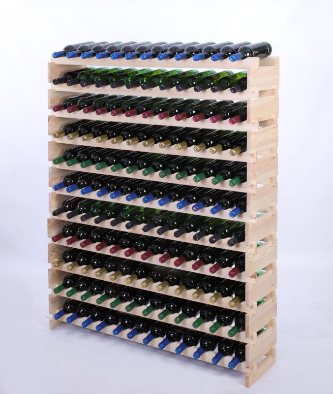 Stojak na wino MODO24 regał modułowy na butelki 11 leżni x 12 butelek montaż bez narzędzi naturalne drewno 1 szt.