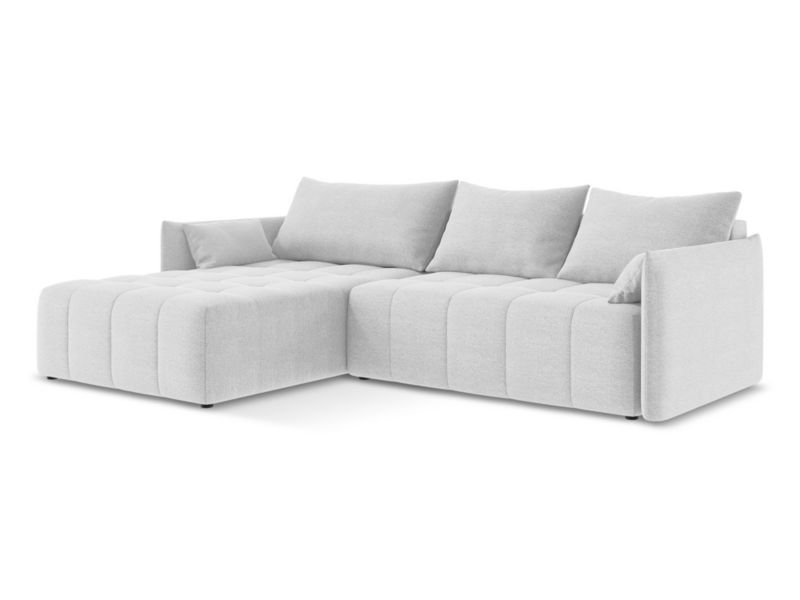 Narożnik lewostronny z funkcją spania LaMiaSofa BOLSENA z tkaniny bouclé 260x180 cm srebrny 1 szt.