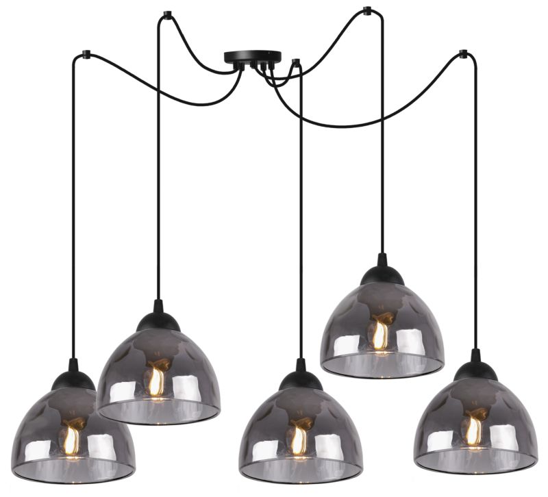 Lampa sufitowa wisząca Light Home LH Pająk Venice 5x E27 60W klosz grafitowy 1szt.