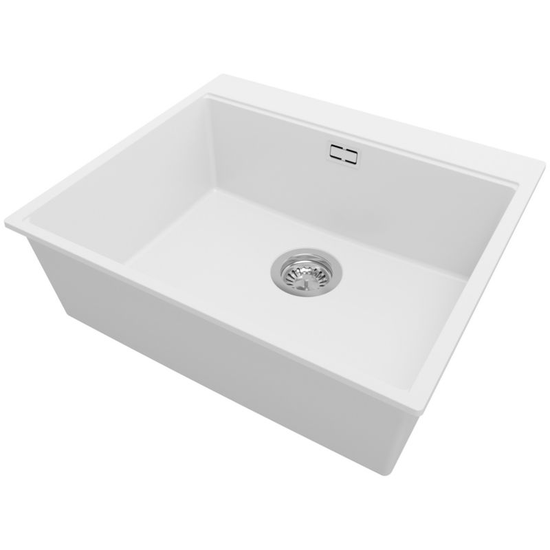 Zlewozmywak Oslo PRIMAGRAN Nablatowy 58x50cm do szafki od 60cm z Syfonem Biały 1 szt.