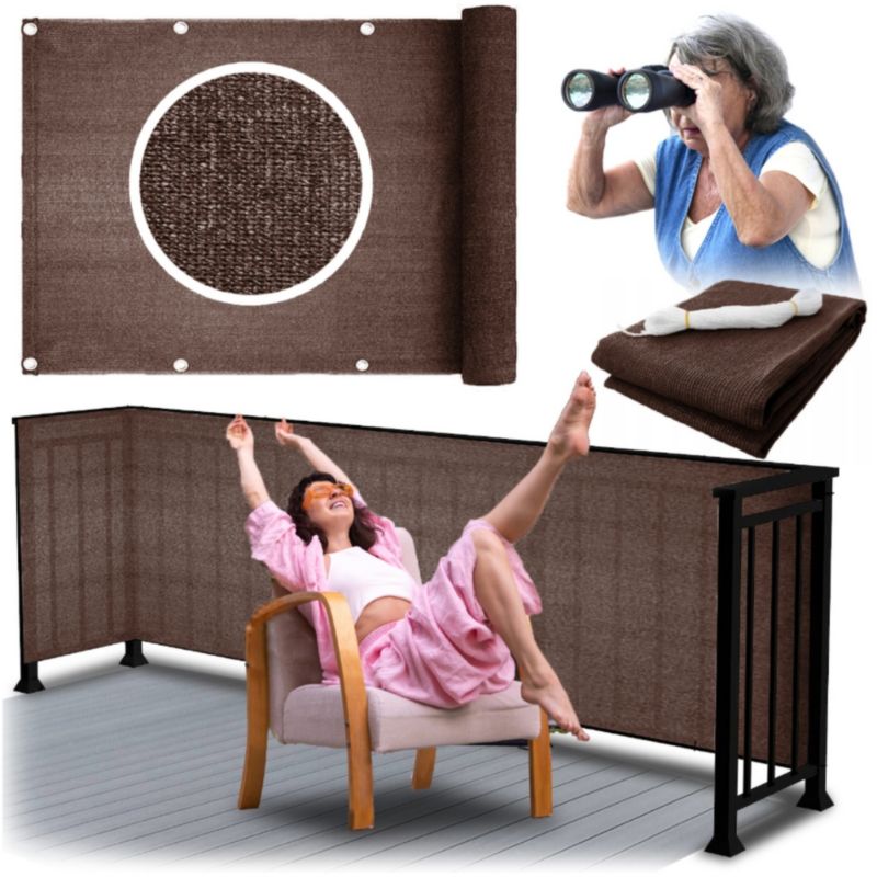 Osłona Balkonowa GoGarden 0,8x5m Brązowa Mata Zacieniająca Z Oczkami I Linką Montażową 1 szt