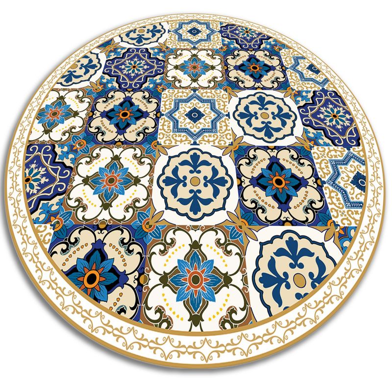 Dywan Tulup PCV Okrągły fi70 cm Portugalskie płytki Do Biura z Nadrukiem Dekoracyjny 1 szt.