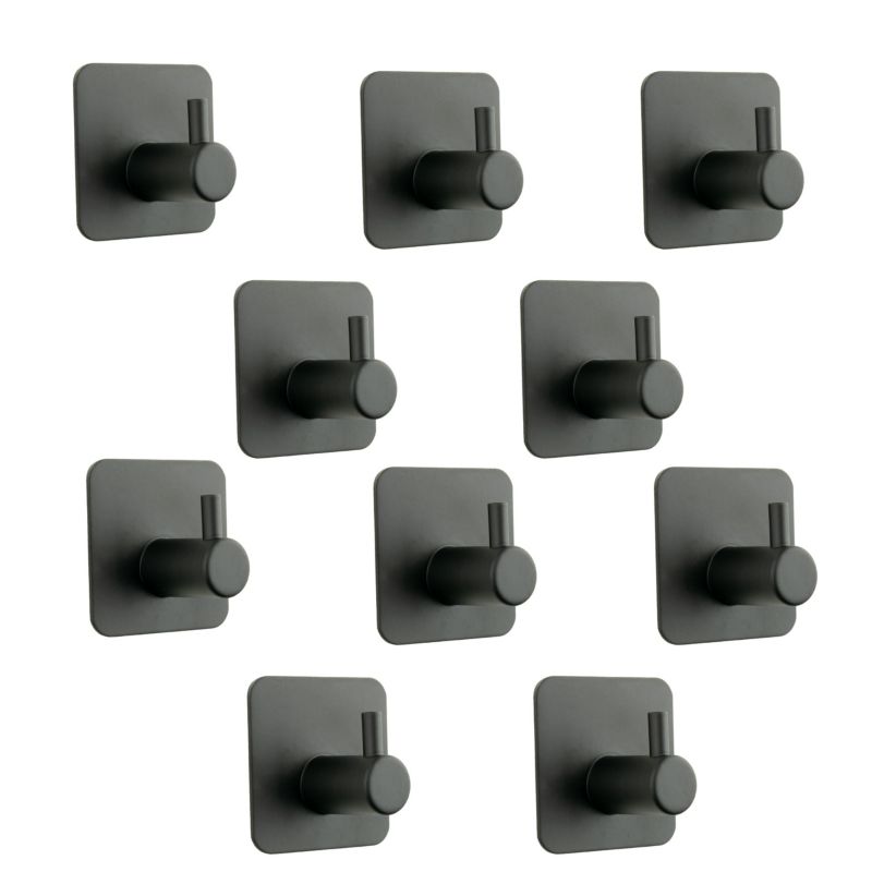 10 x Wieszak łazienkowy B&B haczyk samoprzylepny czarny metalowy 10 szt