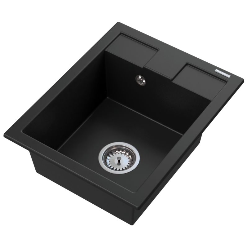Zlewozmywak Granitowy Jednokomorowy Granitan Zlew Best Czarny Zestaw Zlew Syfon chrom 1 kpl.