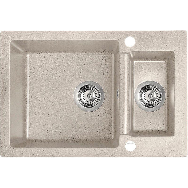 Zlewozmywak Granitowy, Laveo, Beżowy, Celia, 1,5 Komorowy, 44x65cm, z syfonem, 1 szt.