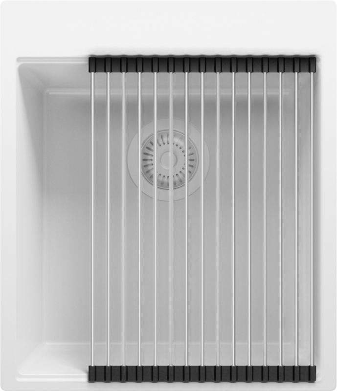 Zlewozmywak Oslo PRIMAGRAN Nablatowy 43x50cm do szafki od 45cm z Syfonem i Dodatkiem Cały Biały 1 szt.