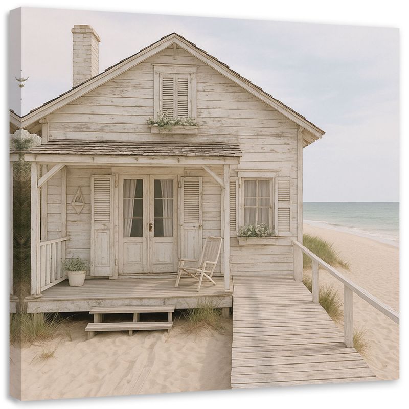 Obraz do salonu sypialni w stylu Shabby Chic Feeby Dom na plaży 30x30cm 1szt