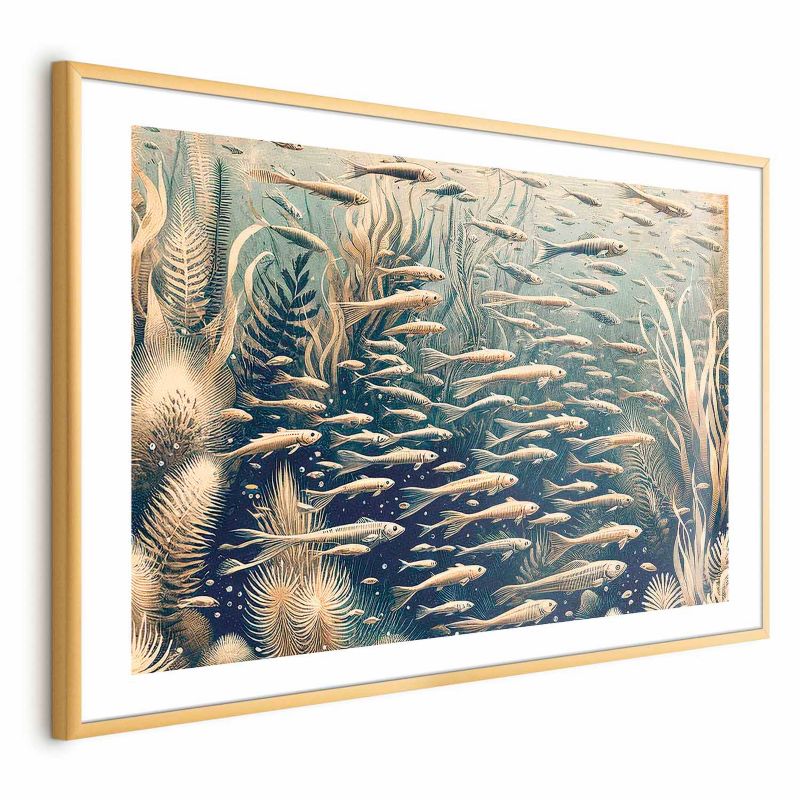 Plakat Artgeist Oceaniczna przyroda 60x40 cm z ramą złotą 1 szt