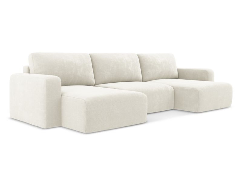 Sofa panoramiczna z funkcją spania LaMiaSofa OSTIA z tkaniny szenilowej 332x149 cm biały 1 szt.