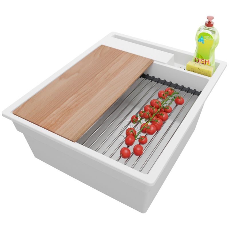 Zlewozmywak Oslo Pocket PRIMAGRAN Nablatowy 43x53cm do szafki od 45cm z Syfonem i Dodatkiem Cały Biały 1 szt.