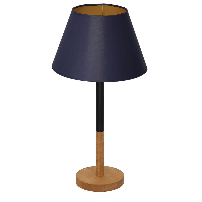 Lampka stołowa Luminex Table Lamps granatowo-drewniana drewniana 1 x E27 x 15W IP20 wym: 56 x 30 x 30 cm drewno - 1 szt.