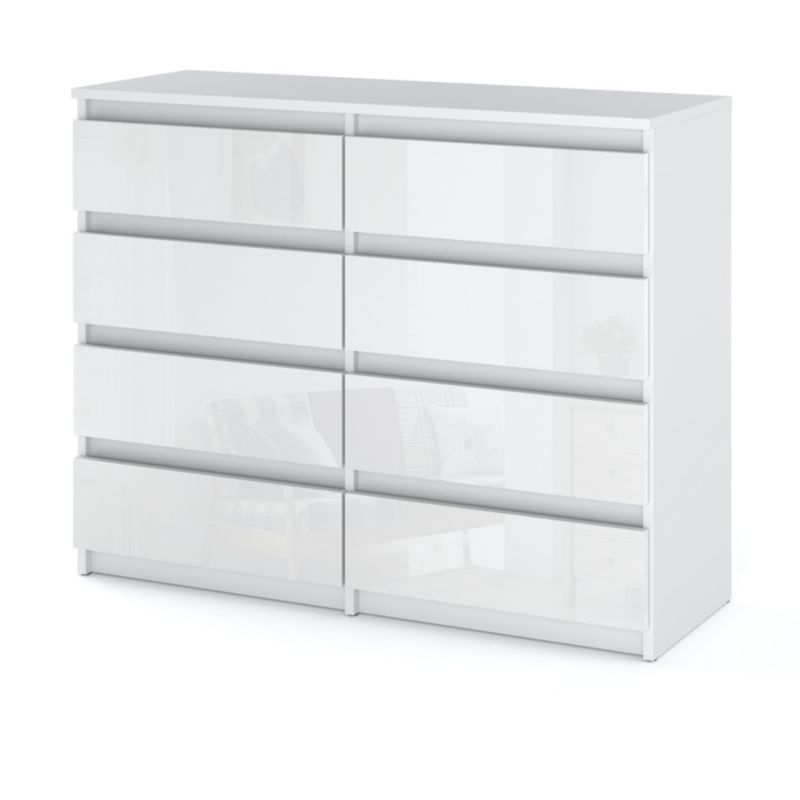 Komoda Hurtownia-Mebli Szuflady 8 Hugo Duża 120cm Biały Mat Biały Połysk 120x33.5x92.5 cm 1szt.