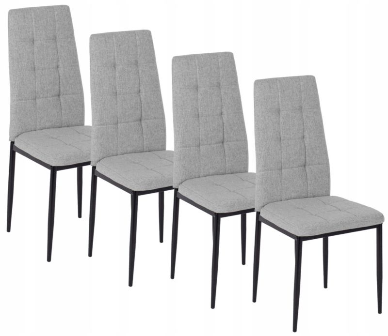 Zestaw Mebel Elite TEX 4x Krzesło Tapicerowane Szare Kuchenne Do Jadalni Salonu Loft 1 kpl