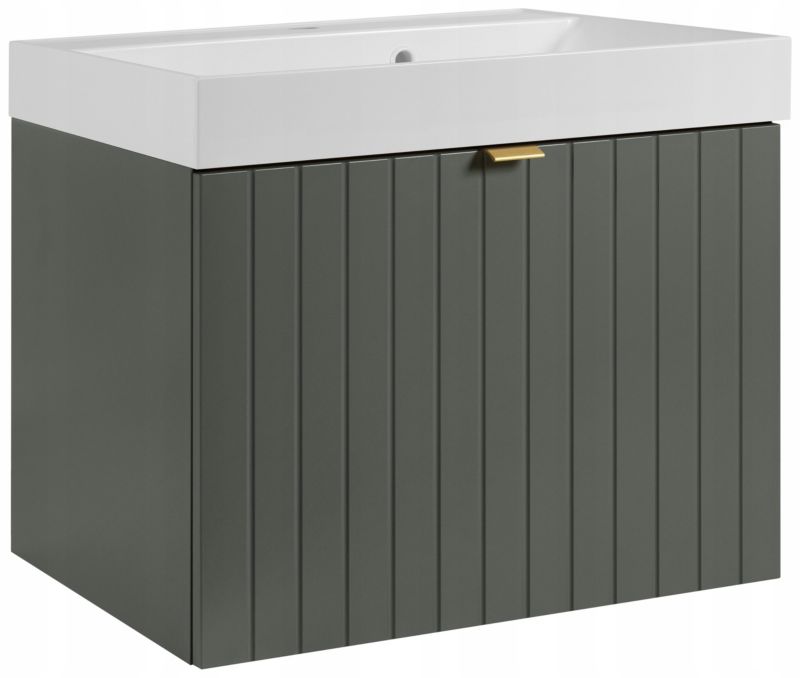 Szafka pod umywalkę Furnidea 60 cm zielony z umywalką marmur syntetyczny 60 cm Harmo 1 szt.