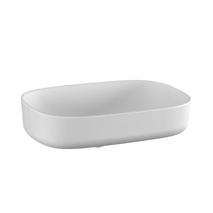 Umywalka nablatowa KROFAM DUKLA 56x37 cm Solid Surface biały mat 1 szt.