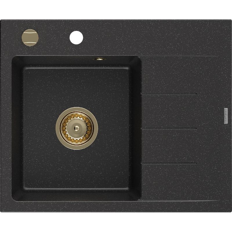 Zlewozmywak wpuszczany Mexen Ben 1-komorowy czarny/złoty metalik 600 x 500 mm - 6523605000-75-B 1 szt.