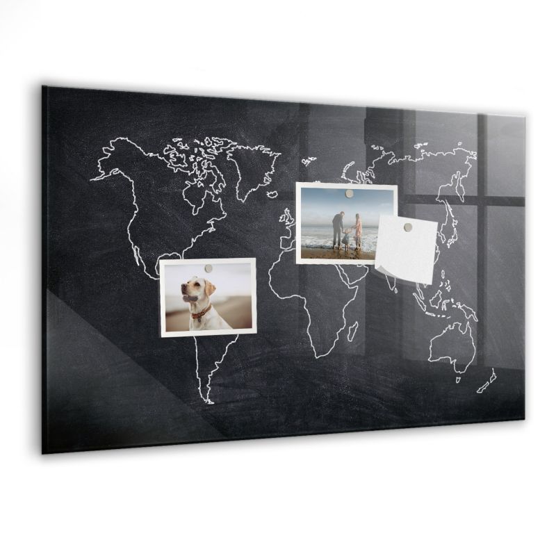 Foto tablica magnetyczna Wallfluent 60x40 cm Obrys mapy świata 1 szt.