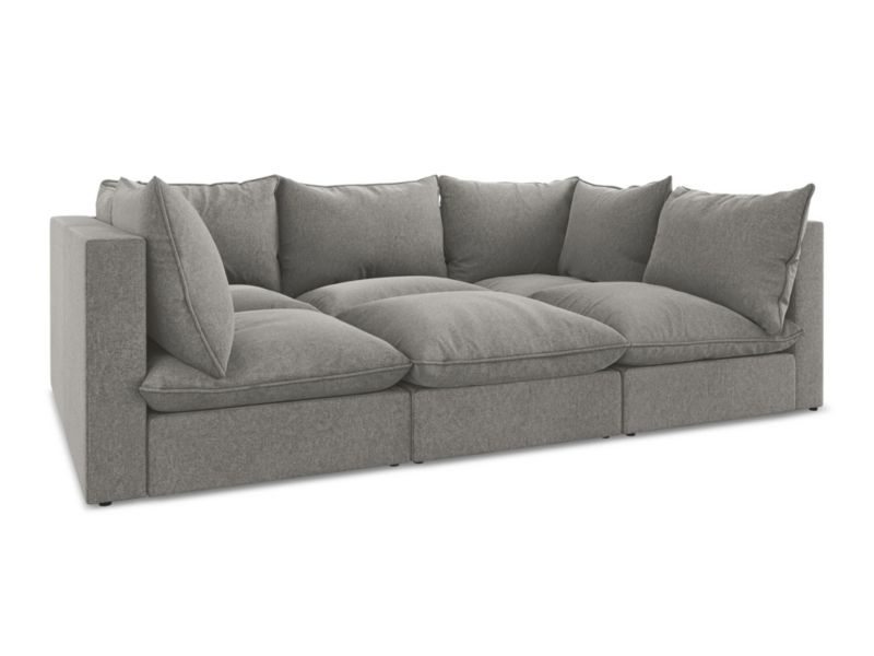 3-osobowa kanapa modułowa LaMiaSofa RAVENNA z tkaniny welwetowej 255x180 cm szary 1 szt.