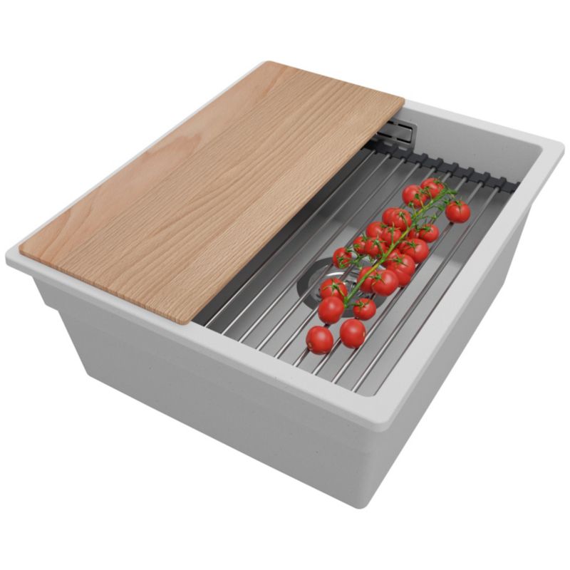 Zlewozmywak Praga Slim PRIMAGRAN Nablatowy 41x47cm do szafki od 45cm z Syfonem i Dodatkiem Szary 1 szt.