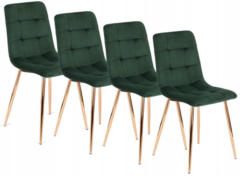 Zestaw 4x Krzesło Tapicerowane York Mebel Elite Zielone Welurowe Do Salonu 1 kpl