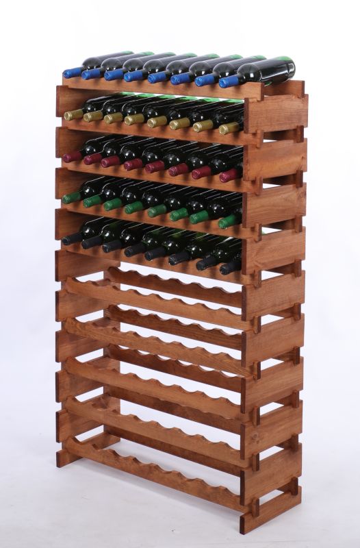 Stojak na wino MODO24 regał modułowy na butelki 10 leżni x 8 butelek montaż bez narzędzi impregnacja brązowa 1 szt.