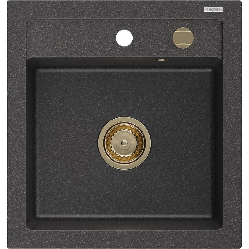 Zlewozmywak wpuszczany Mexen Vito 1-komorowy czarny/srebrny metalik 520 x 490 mm - 6503521000-73-G 1 szt.