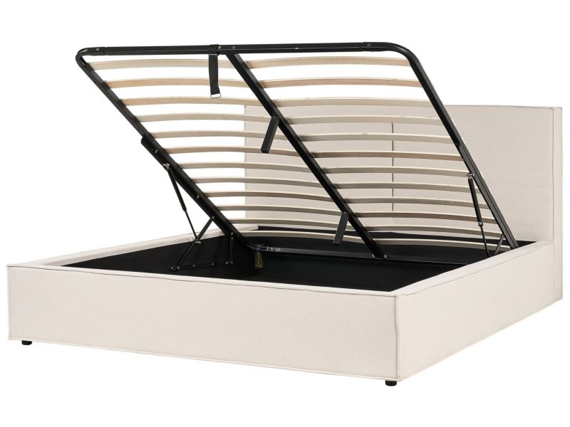 Łóżko z pojemnikiem tapicerowane 180 x 200 cm beżowe Moissac 1 szt.